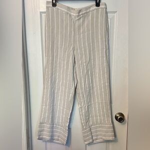 Loft Linen Blend Striped Beige and White Pants
